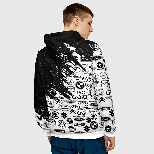 Мужская толстовка Subaru - Паттерн логотипов авто / 3D-Белый – фото 4