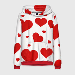 Толстовка-худи мужская Красные сердечки Heart, цвет: 3D-красный