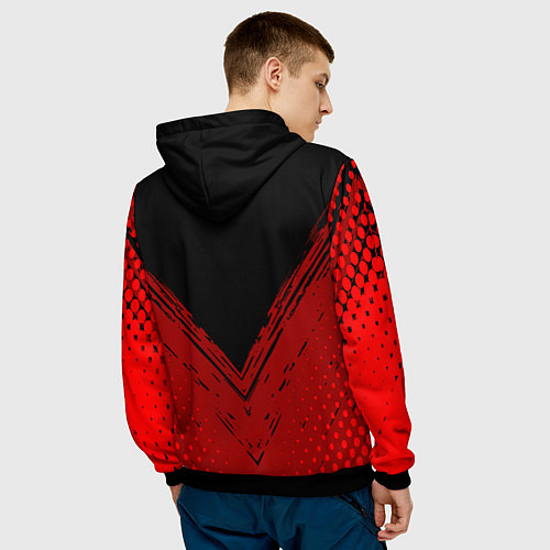 Мужская толстовка Toyota Красная текстура / 3D-Черный – фото 4