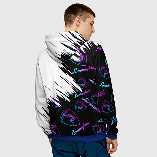 Мужская толстовка Lamborghini pattern gradient / 3D-Синий – фото 4