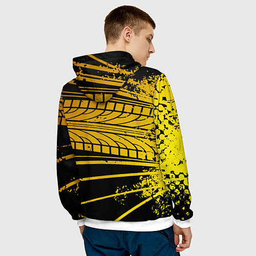 Мужская толстовка Lamborghini - Следы от шин / 3D-Белый – фото 4