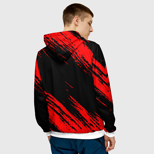 Мужская толстовка Mitsubishi Texture Red / 3D-Белый – фото 4