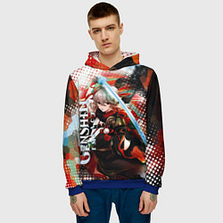 Толстовка-худи мужская Каэдэхара Кадзуха-странствующий самурай, цвет: 3D-синий — фото 2
