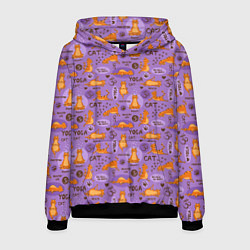 Толстовка-худи мужская Кошачья Йога, цвет: 3D-черный