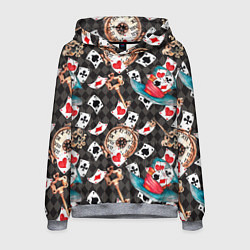 Толстовка-худи мужская Алиса в стране чудес - карты и время, цвет: 3D-меланж