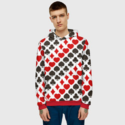 Толстовка-худи мужская Карточные Масти Card Suits, цвет: 3D-красный — фото 2