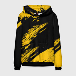 Толстовка-худи мужская BLACK AND YELLOW GRUNGE ГРАНЖ, цвет: 3D-черный