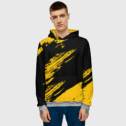 Толстовка-худи мужская BLACK AND YELLOW GRUNGE ГРАНЖ, цвет: 3D-меланж — фото 2