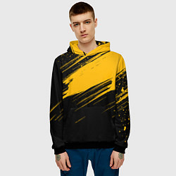 Толстовка-худи мужская Black and yellow grunge, цвет: 3D-черный — фото 2