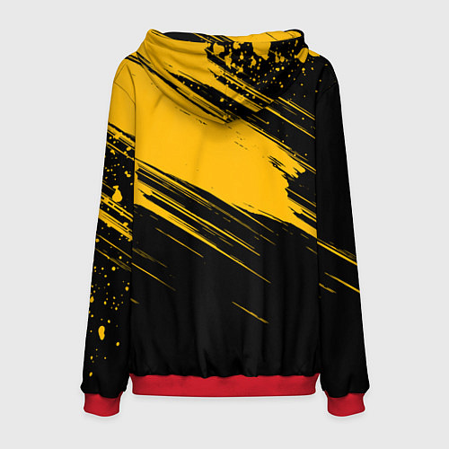 Мужская толстовка Black and yellow grunge / 3D-Красный – фото 2