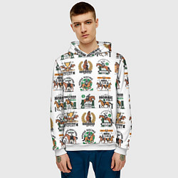 Толстовка-худи мужская Конный спорт Паттерн, цвет: 3D-белый — фото 2