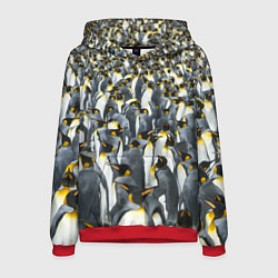 Толстовка-худи мужская Пингвины Penguins, цвет: 3D-красный
