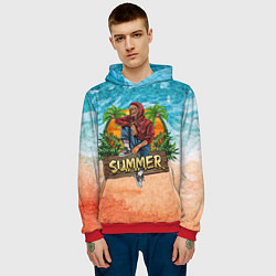 Толстовка-худи мужская Скелет в отпуске, цвет: 3D-красный — фото 2