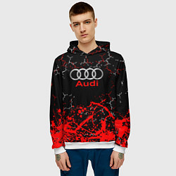 Толстовка-худи мужская AUDI АУДИ брызги, цвет: 3D-белый — фото 2