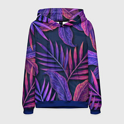 Толстовка-худи мужская Neon Tropical plants pattern, цвет: 3D-синий