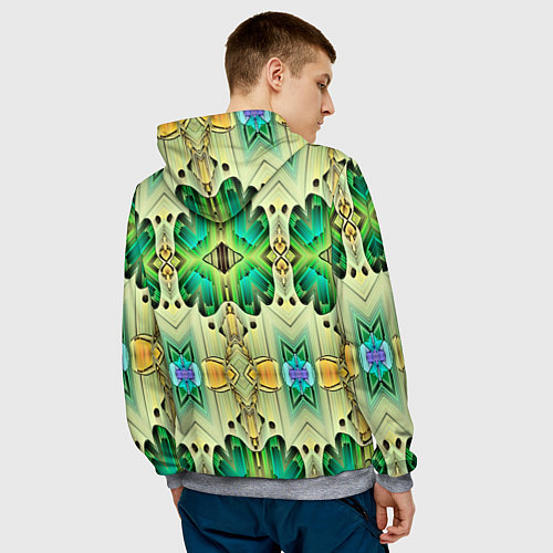 Мужская толстовка Green abstract 3d / 3D-Меланж – фото 4