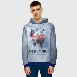Толстовка-худи мужская Волк на снегу Ведьмак 4, цвет: 3D-синий — фото 2