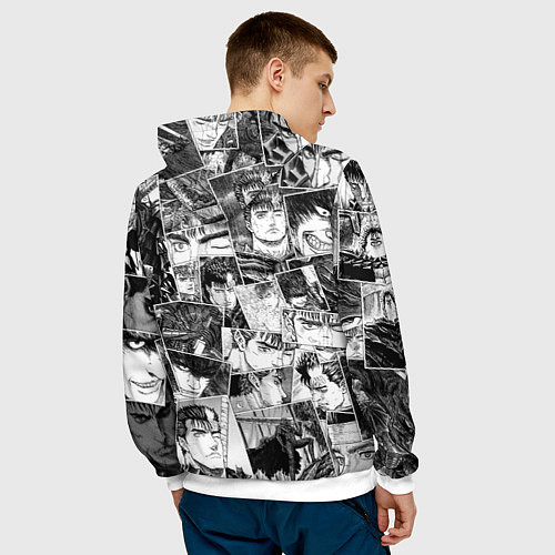 Мужская толстовка Berserk pattern / 3D-Белый – фото 4