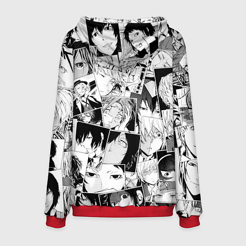 Мужская толстовка Bungo Stray Dogs pattern / 3D-Красный – фото 2
