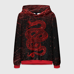 Толстовка-худи мужская Красная Змея Red Snake Глитч, цвет: 3D-красный