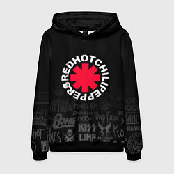 Толстовка-худи мужская Red Hot Chili Peppers Логотипы рок групп, цвет: 3D-черный