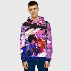 Толстовка-худи мужская Чуя и дазай проза бродячих псов, цвет: 3D-синий — фото 2