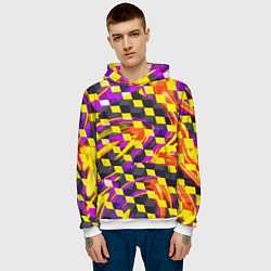 Толстовка-худи мужская Черно-желтые кубы, цвет: 3D-белый — фото 2