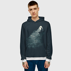 Толстовка-худи мужская Душа природы - волк, цвет: 3D-белый — фото 2