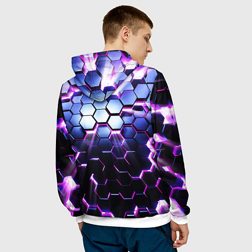 Мужская толстовка Соты - 3d / 3D-Белый – фото 4