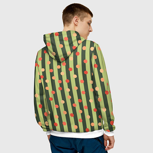 Мужская толстовка Забавный полосато-гороховый принт / 3D-Белый – фото 4