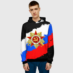 Толстовка-худи мужская 9 МАЯ ДЕНЬ ПОБЕДЫ ФЛАГ РОССИИ КРАСКОЙ, цвет: 3D-черный — фото 2