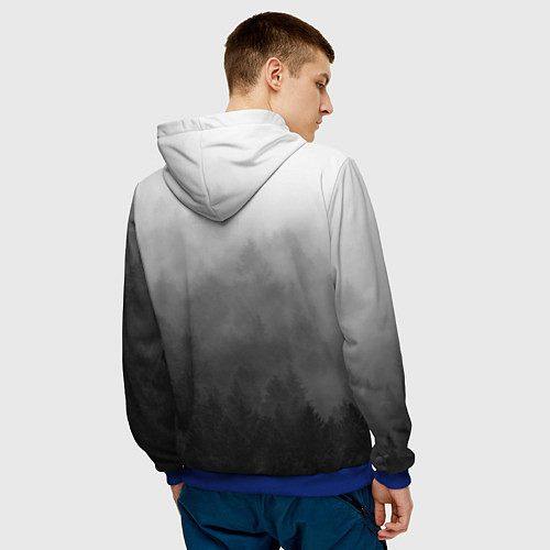 Мужская толстовка Темный лес - туман / 3D-Синий – фото 4