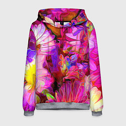 Толстовка-худи мужская Красочный цветочный паттерн Floral pattern, цвет: 3D-меланж