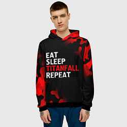 Толстовка-худи мужская Eat Sleep Titanfall Repeat Милитари, цвет: 3D-черный — фото 2