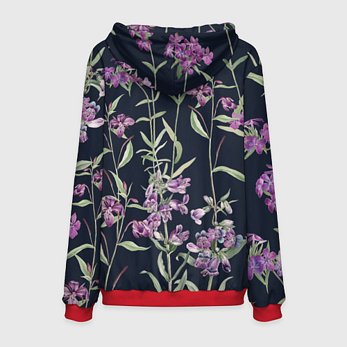 Мужская толстовка Цветы Фиолетовые / 3D-Красный – фото 2