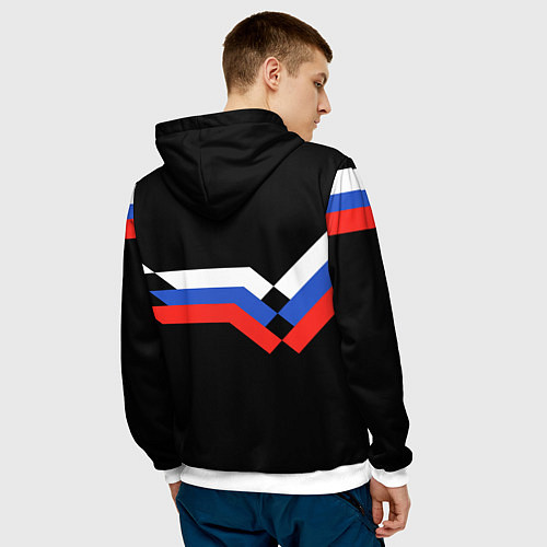 Мужская толстовка РОССИЯ ТРИКОЛОР ЛИНИИ / 3D-Белый – фото 4