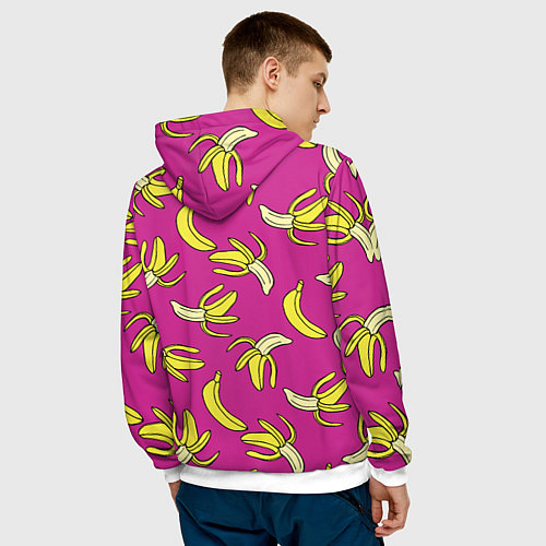 Мужская толстовка Banana pattern Summer Color / 3D-Белый – фото 4