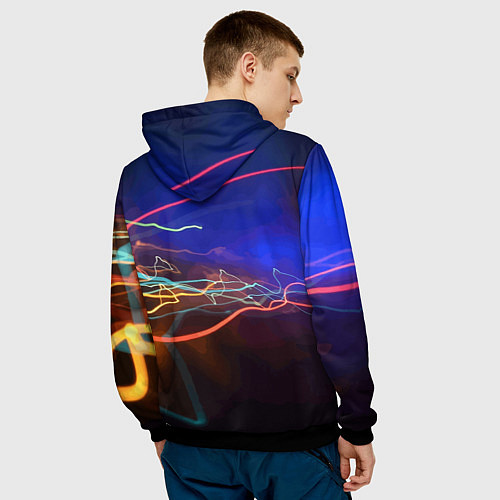 Мужская толстовка Neon vanguard pattern Lightning Fashion 2023 / 3D-Черный – фото 4