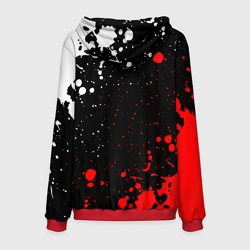 Мужская толстовка Алиса брызги красок белый - красный / 3D-Красный – фото 2