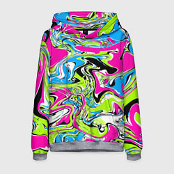 Мужская толстовка Абстрактные мраморные разводы в ярких цветах Поп а