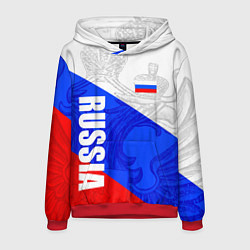 Толстовка-худи мужская RUSSIA - SPORTWEAR - ТРИКОЛОР, цвет: 3D-красный