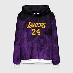 Толстовка-худи мужская Lakers 24 фиолетовое пламя, цвет: 3D-белый