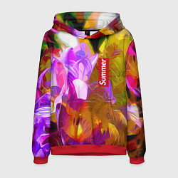 Толстовка-худи мужская Красочный цветочный узор Лето Colorful Floral Patt, цвет: 3D-красный