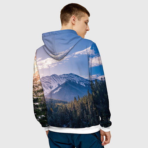 Мужская толстовка Горы Лес Солнце / 3D-Белый – фото 4