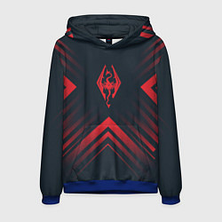 Толстовка-худи мужская Красный Символ Skyrim на темном фоне со стрелками, цвет: 3D-синий