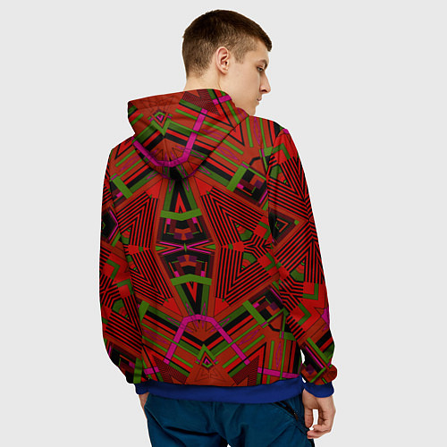 Мужская толстовка Геометрический этнический арабский узор в красно ч / 3D-Синий – фото 4