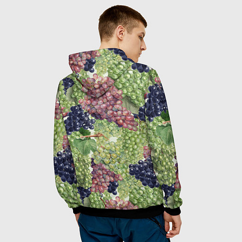 Мужская толстовка Кисти Винограда / 3D-Черный – фото 4