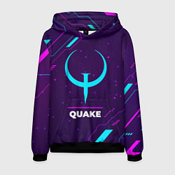 Мужская толстовка Символ Quake в неоновых цветах на темном фоне