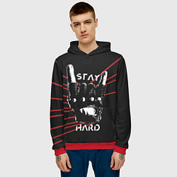 Толстовка-худи мужская Stay hard, цвет: 3D-красный — фото 2