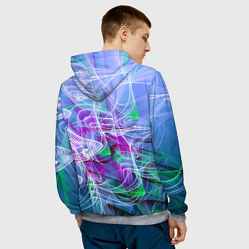 Мужская толстовка Абстрактный фрактальный летний паттерн Abstract fr / 3D-Меланж – фото 4